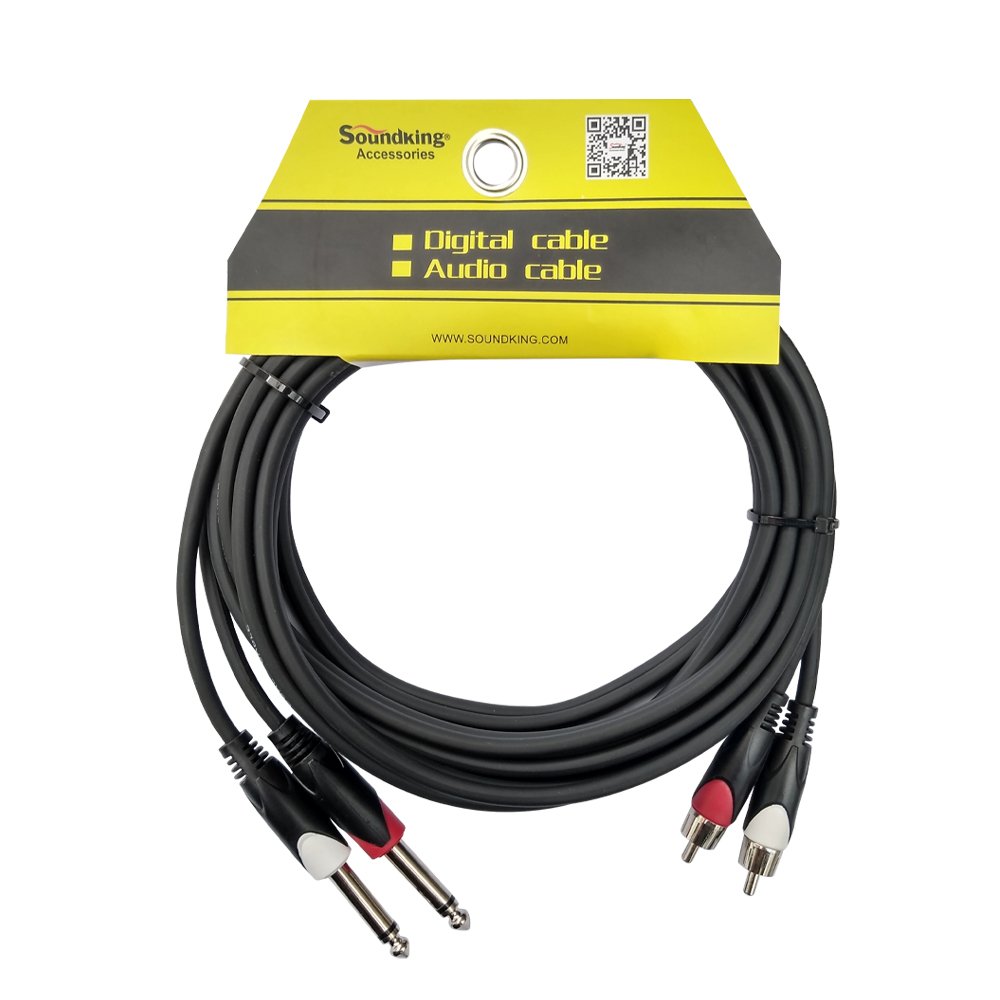 BJJ208-3M BJJ208/3M Cable 2 plug RCA a 2 plug mono.6.3mm 3m "SOUNDKING" - Imagen 1