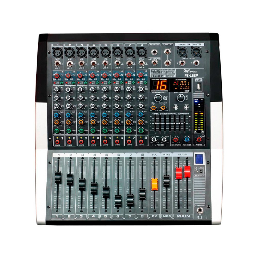 PZ-LS8P PZ-LS8P Consola 8 canales 2x300W con USB y BT "POTTENZA PREMIUM" - Imagen 1