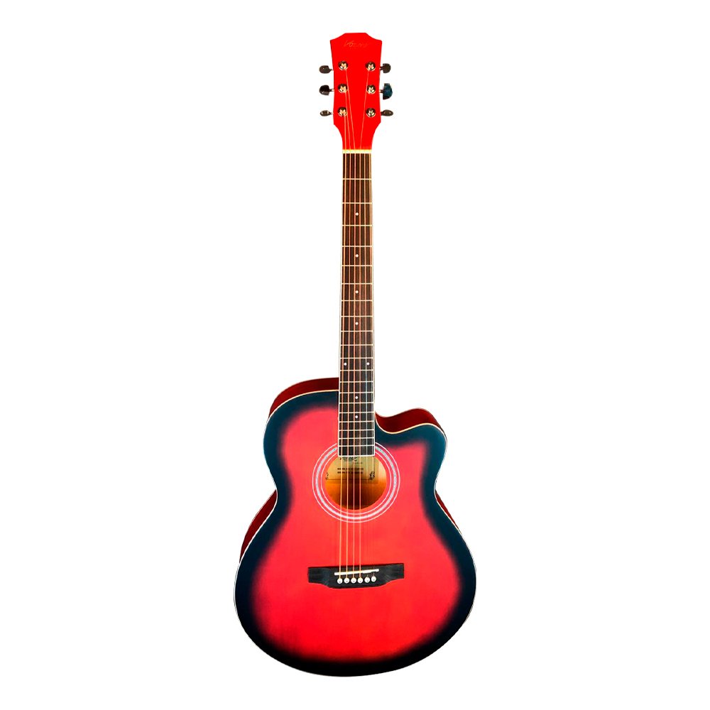 VZ-C19RDS VZ-C19RDS Guitarra acústica rojo 40" con corte con varilla de calibre con funda "VOZZEX" - Imagen 1