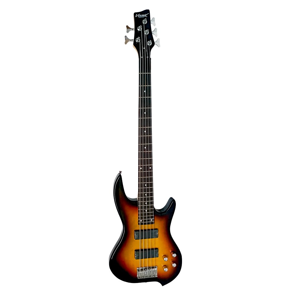 VZ-FB-5S-SB (6) web VZ-FB-5S/SB BAJO ELECTRICO ACTIVO 5 CUERDAS SUNBURST C/FUNDA C/CABLE PLUG MONO A PLUG MONO C/LLAVE "VOZZEX" - Imagen 1