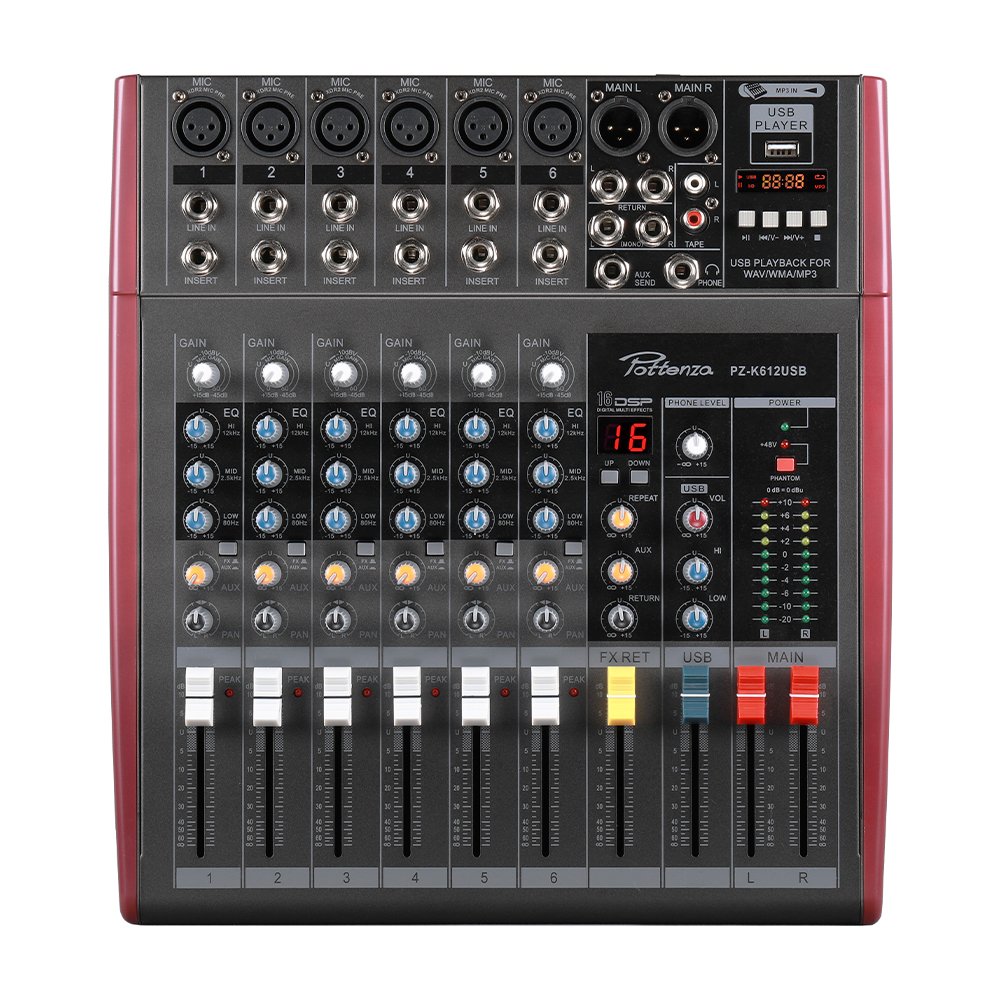 PZ-K612USB - 1 PZ-K612USB Mezcladora de Audio 6 canales con USB "POTTENZA" - Imagen 1