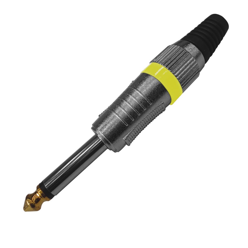 VZ-1230MGY VZ-1230MGY CONECTOR Plug mono 6.35mm metal amarillo "VOZZEX" - Imagen 1
