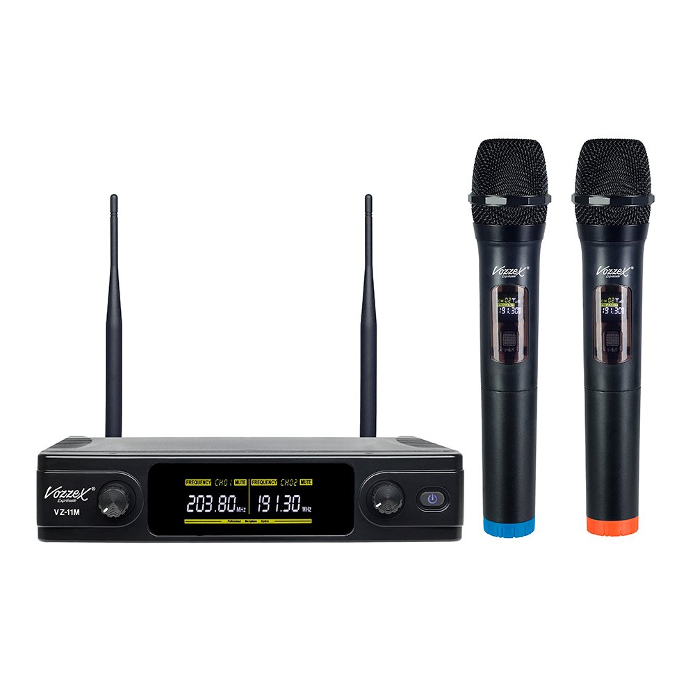VZ-11M+ WEB VZ-11M+ MICROFONO INALAMBRICO DUAL MANUAL VHF C/SALIDA BALANCEADA «VOZZEX» - Imagen 1