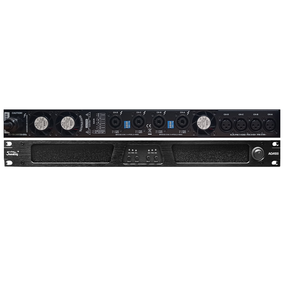 AG4100 AG4100 AMPLIFICADOR LIGHT 4X2890W 2 OHM MODO ESTÉREO/PARALELO/PUENTE ( ENTRADA DE BALANCEADA XLR) «SOUNDKING» - Imagen 1