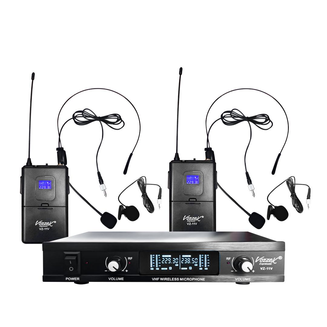 vz-11v-TODO Vozzex VZ-11V# SISTEMA D/MICROFONO INALAMBRICO VHF DUAL DE VINCHA C/SALIDA BALANCEADA POR CANAL Y DISPLAY TX/RX "VOZZEX" - Imagen 1
