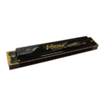 VZ-HAR20-1BK ARMONICA D/ METAL INOXIDABLE - 20 AGUJEROS BLACK/GOLD C/ CASE (PROTECTOR) PLASTICO "VOZZEX"