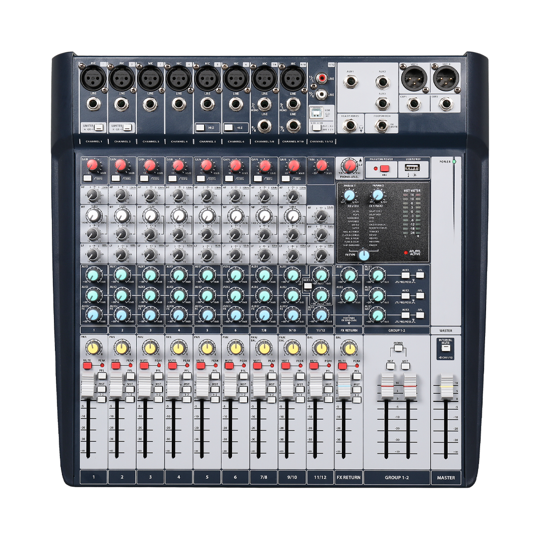 PZ-SG12 WEB PZ-SG12 MEZCLADORA DE AUDIO DE 12 CANALES C/USB/24BIT DSP EFECTO/48 V PHANTOM "POTTENZA" - Imagen 1