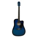 VZ-3041C/BL GUITARRA ACUSTICA 41" AZUL C/BORDE NEGRO C/CORTE "VOZZEX"