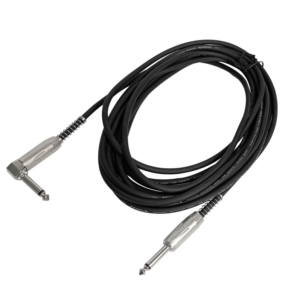 bulk120lu6 web BULK120LU6 CABLE PLUG MONO 6.3MM A PLUG MONO 6.3MM EN FORMA DE L CON RESORTE DE 6M «PROEL» - Imagen 1