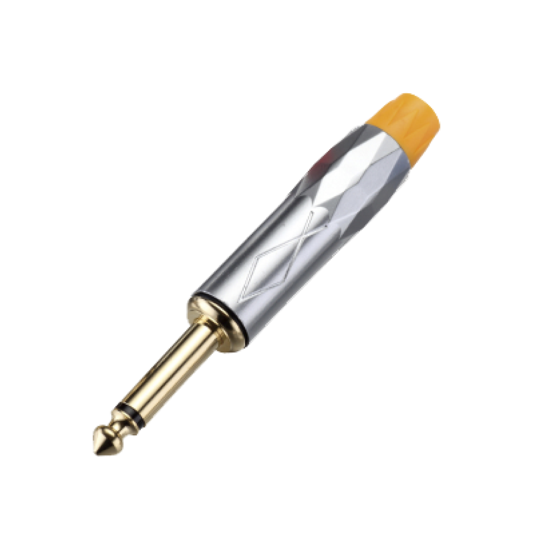 LN-153PG-WEB.png LN-153PG PLUG MONO 6.35MM SILVER/YELOW (PUNTA DORADA) "L&N-ACOUSTICS" - Imagen 1