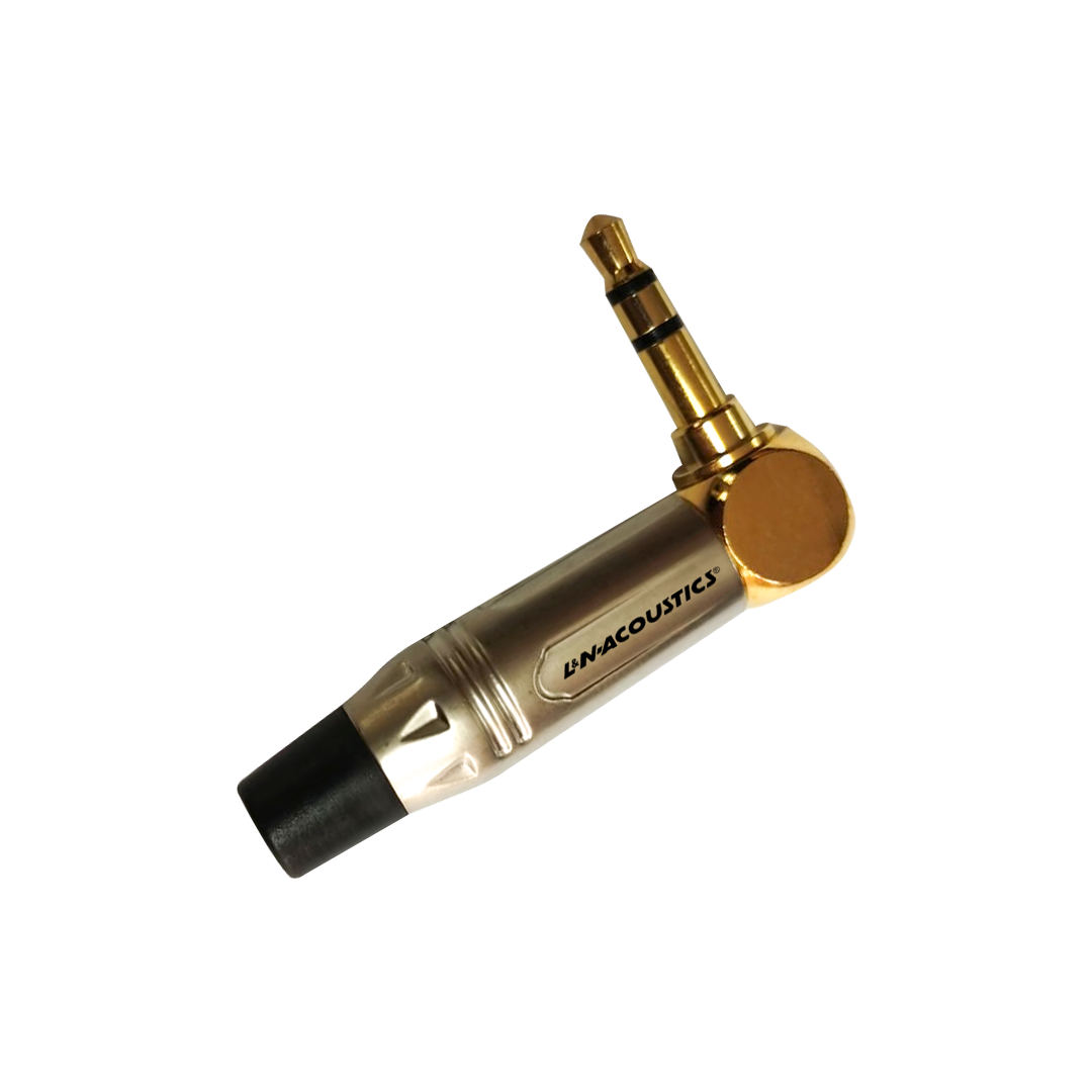 LN-162PG-BK-WEB-1.png LN-162PG-BK CONECTOR PLUG STEREO 3.5MM SILVER/BLACK C/ PIN DORADO TIPO L "L&N-ACOUSTICS" - Imagen 1