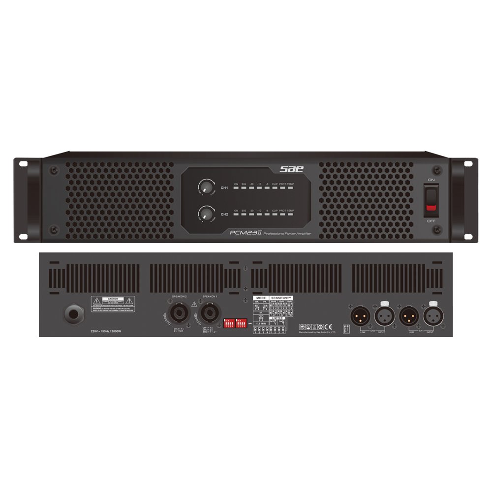 PCM23II-WEB.jpg PCM23II POWER LIGHT 6000W x 2* 2 OHM CLASS I™ – NEUTRIK SPEAKON NL4 «SAE» - Imagen 1